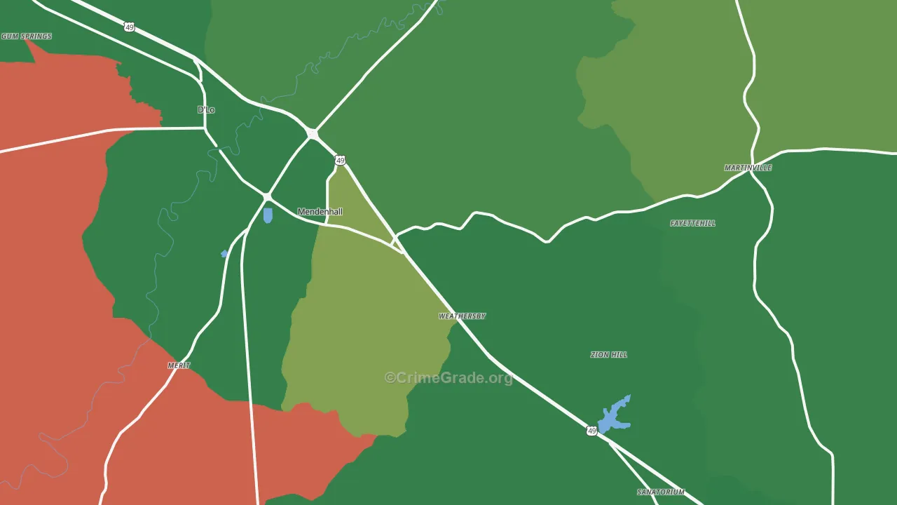 39114, MS Map of Vehicle Theft Rates