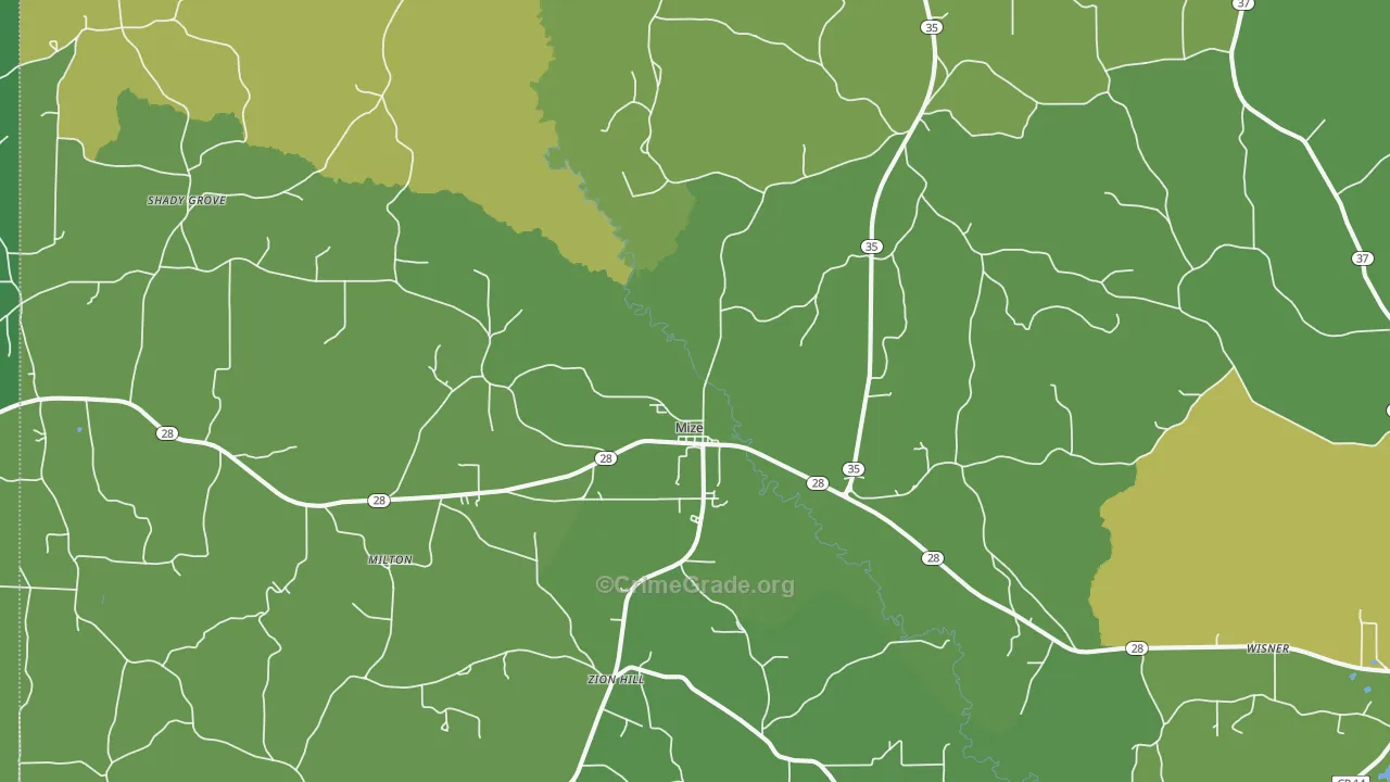 39116, MS Map of Vehicle Theft Rates