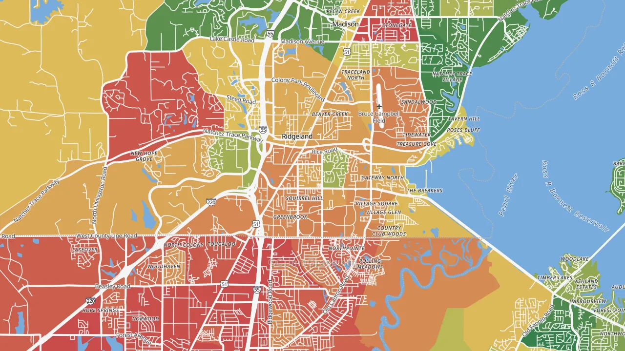 39157, MS Map of Vehicle Theft Rates