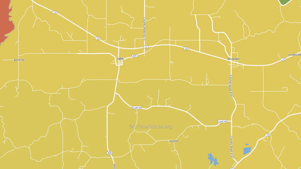 39160, MS Map of Vehicle Theft Rates