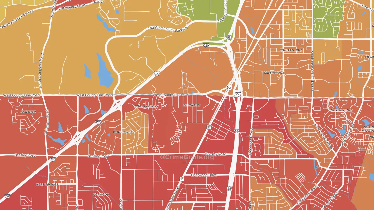 39174, MS Map of Vehicle Theft Rates