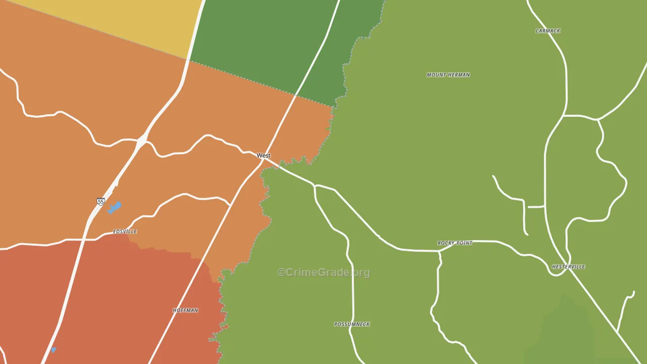 39192, MS Map of Vehicle Theft Rates