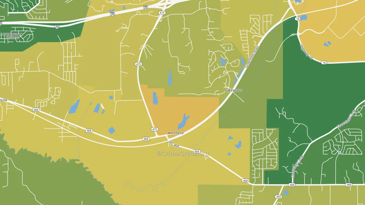 39193, MS Map of Vehicle Theft Rates