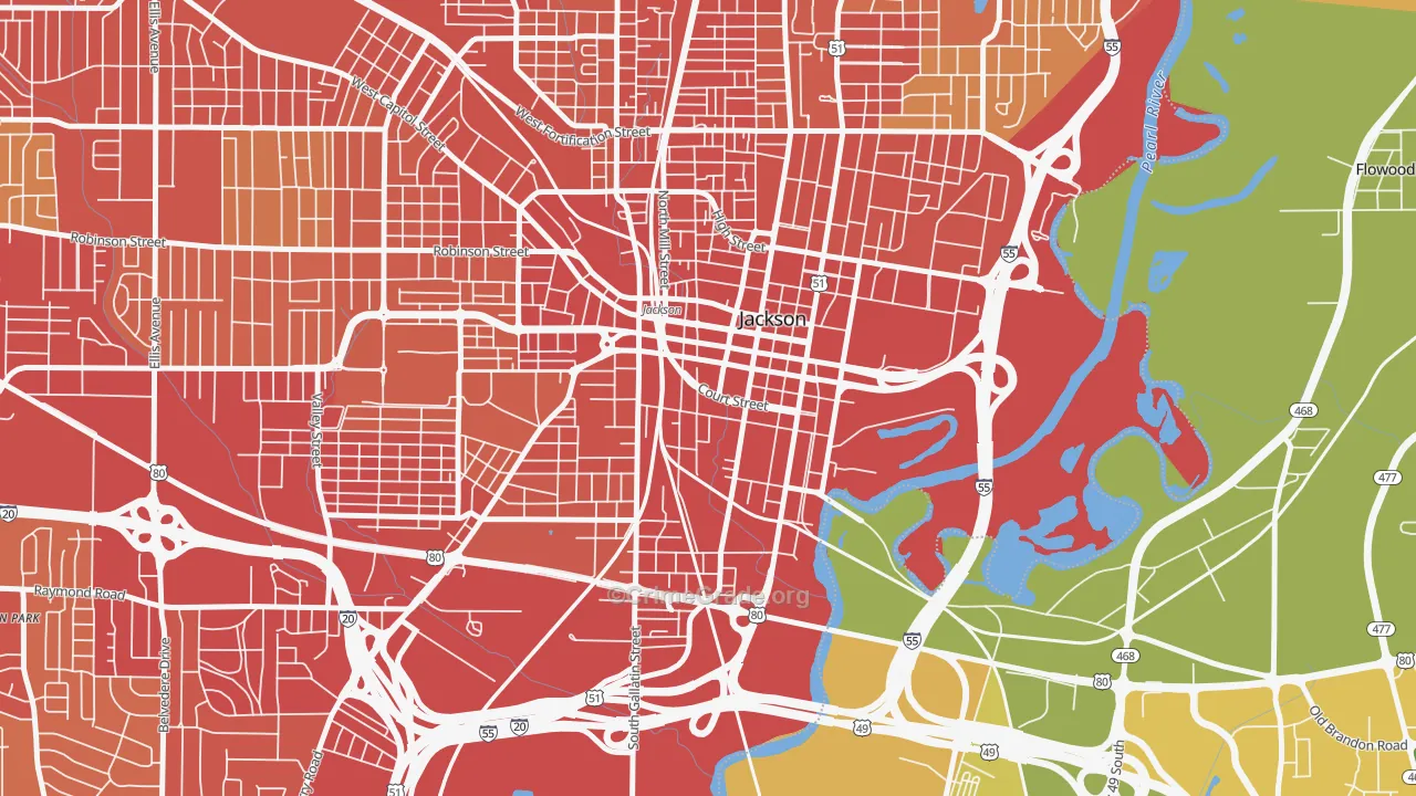 39201, MS Map of Vehicle Theft Rates