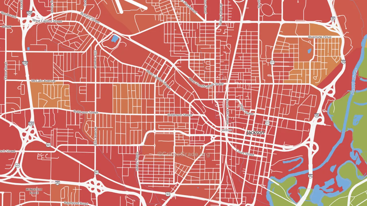 39203, MS Map of Vehicle Theft Rates