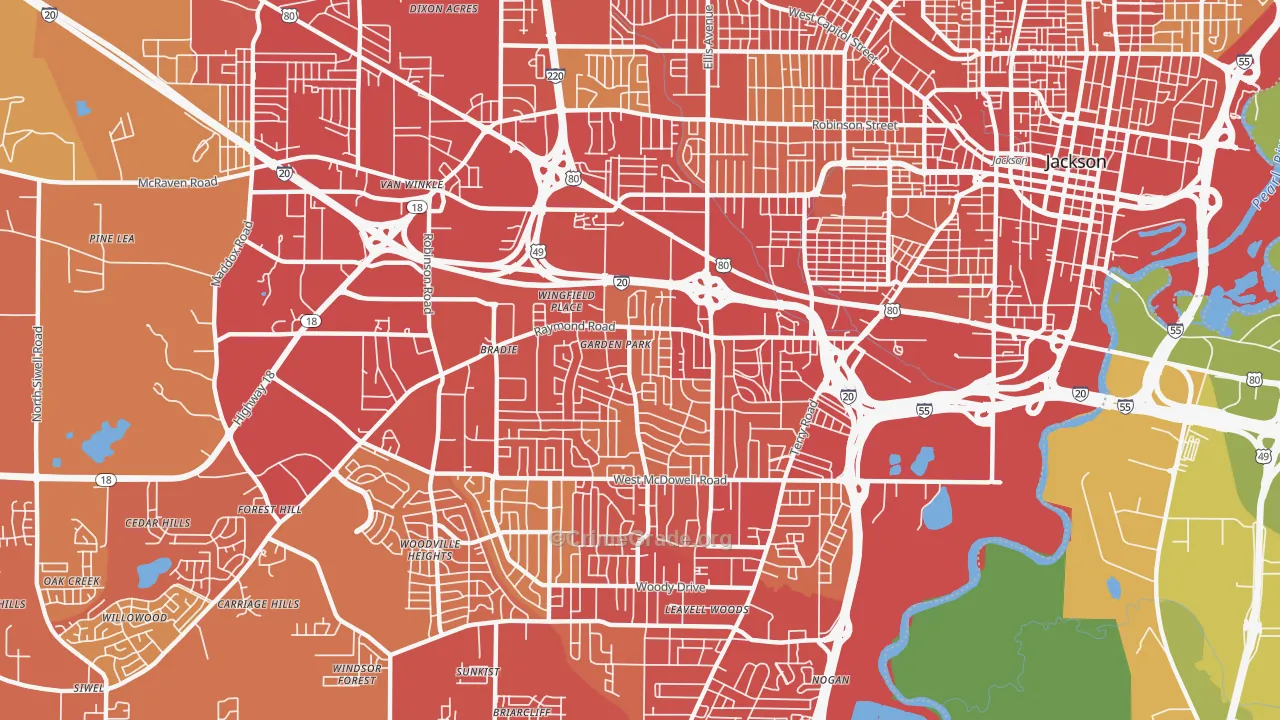 39204, MS Map of Vehicle Theft Rates