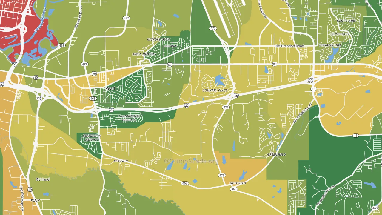 39208, MS Map of Vehicle Theft Rates