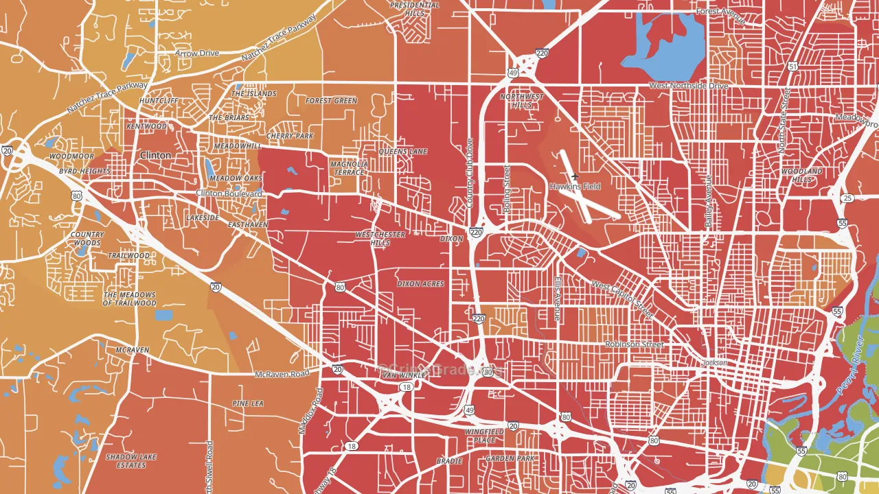 39209, MS Map of Vehicle Theft Rates