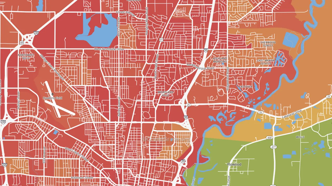 39216, MS Map of Vehicle Theft Rates