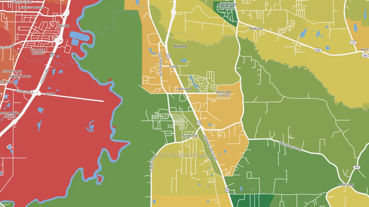 39218, MS Map of Vehicle Theft Rates