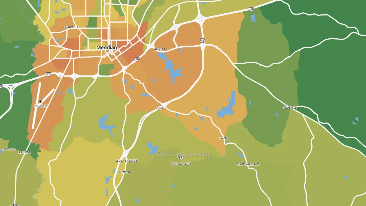 39301, MS Map of Vehicle Theft Rates