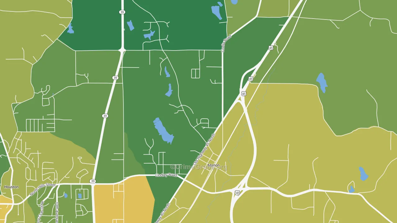 39342, MS Map of Vehicle Theft Rates