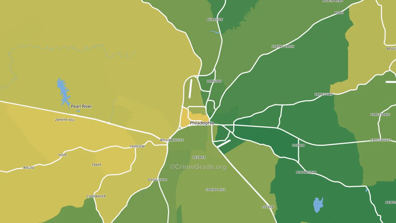 39350, MS Map of Vehicle Theft Rates