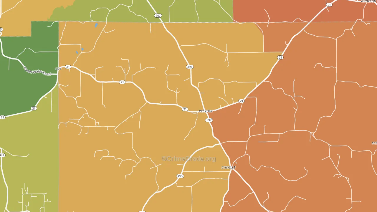 39354, MS Map of Vehicle Theft Rates