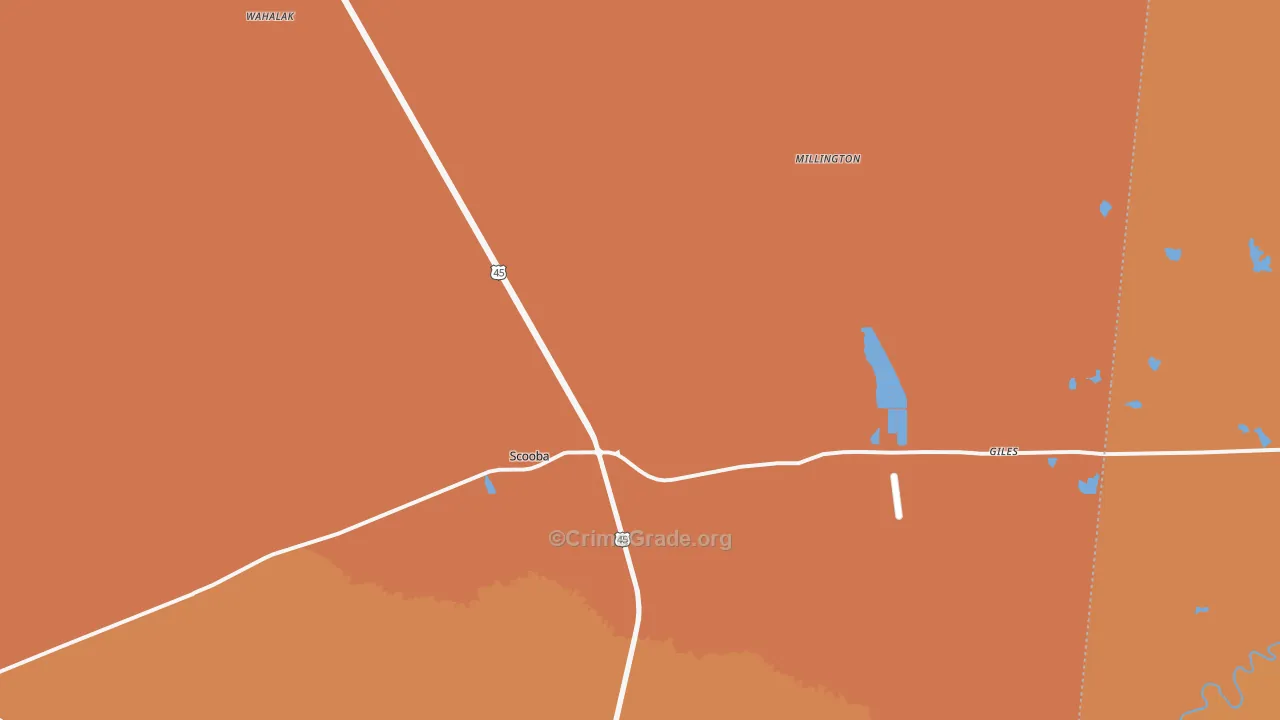39358, MS Map of Vehicle Theft Rates