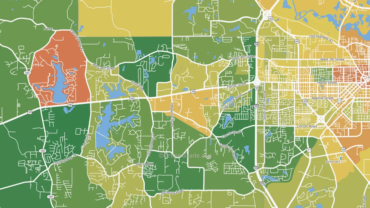 39402, MS Map of Vehicle Theft Rates
