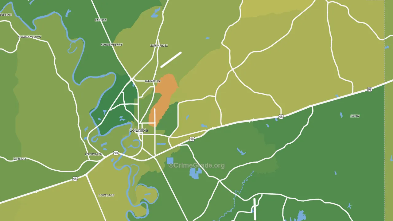 39429, MS Map of Vehicle Theft Rates