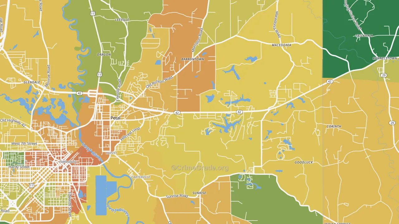 39465, MS Map of Vehicle Theft Rates