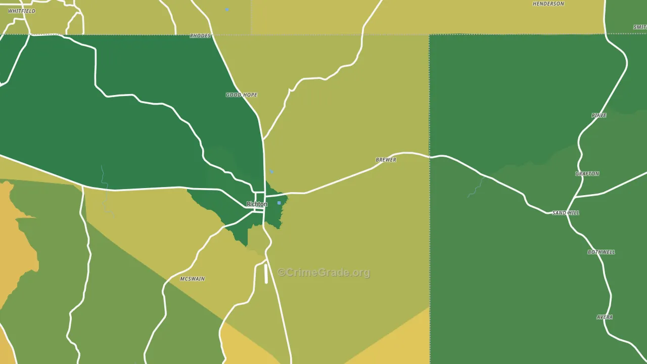 39476, MS Map of Vehicle Theft Rates