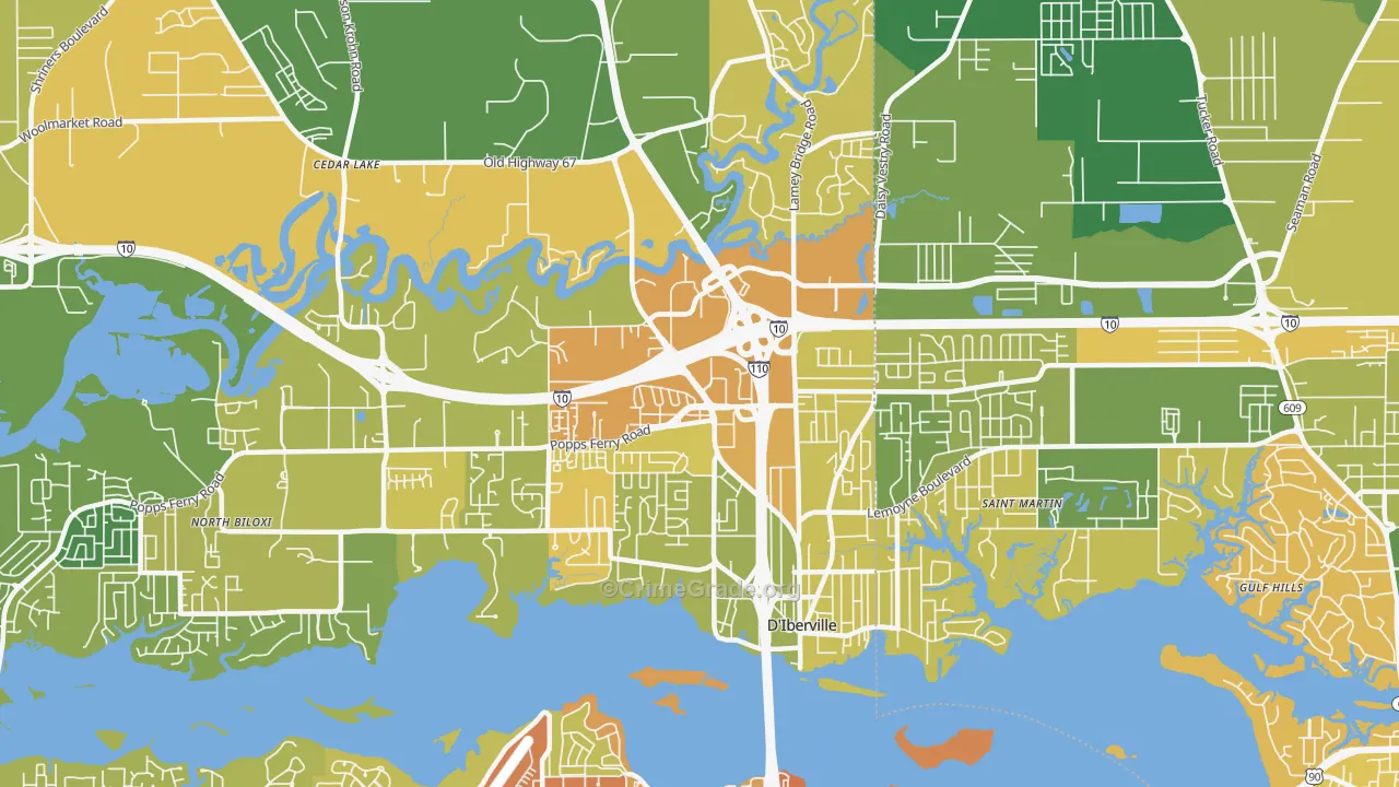39540, MS Map of Vehicle Theft Rates