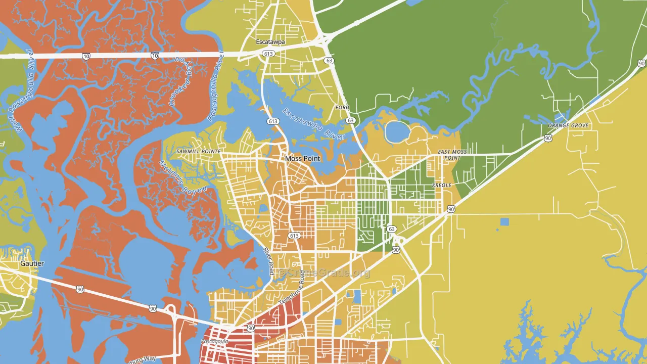 39563, MS Map of Vehicle Theft Rates