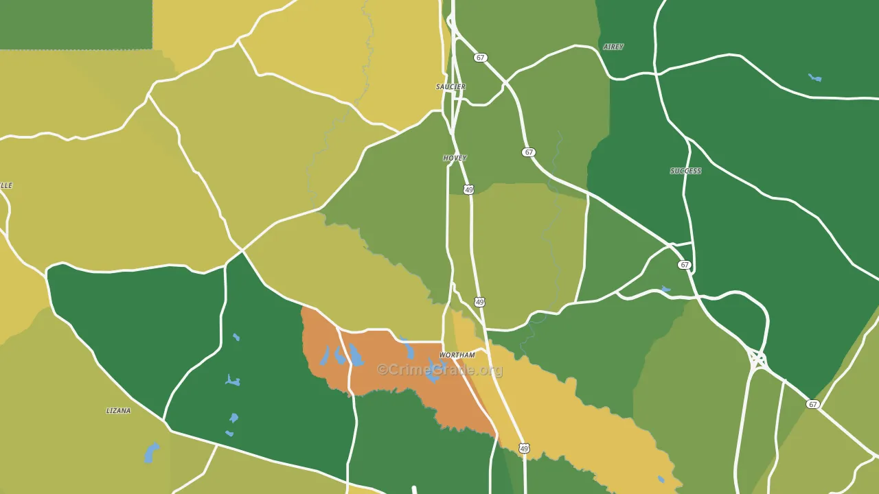 39574, MS Map of Vehicle Theft Rates