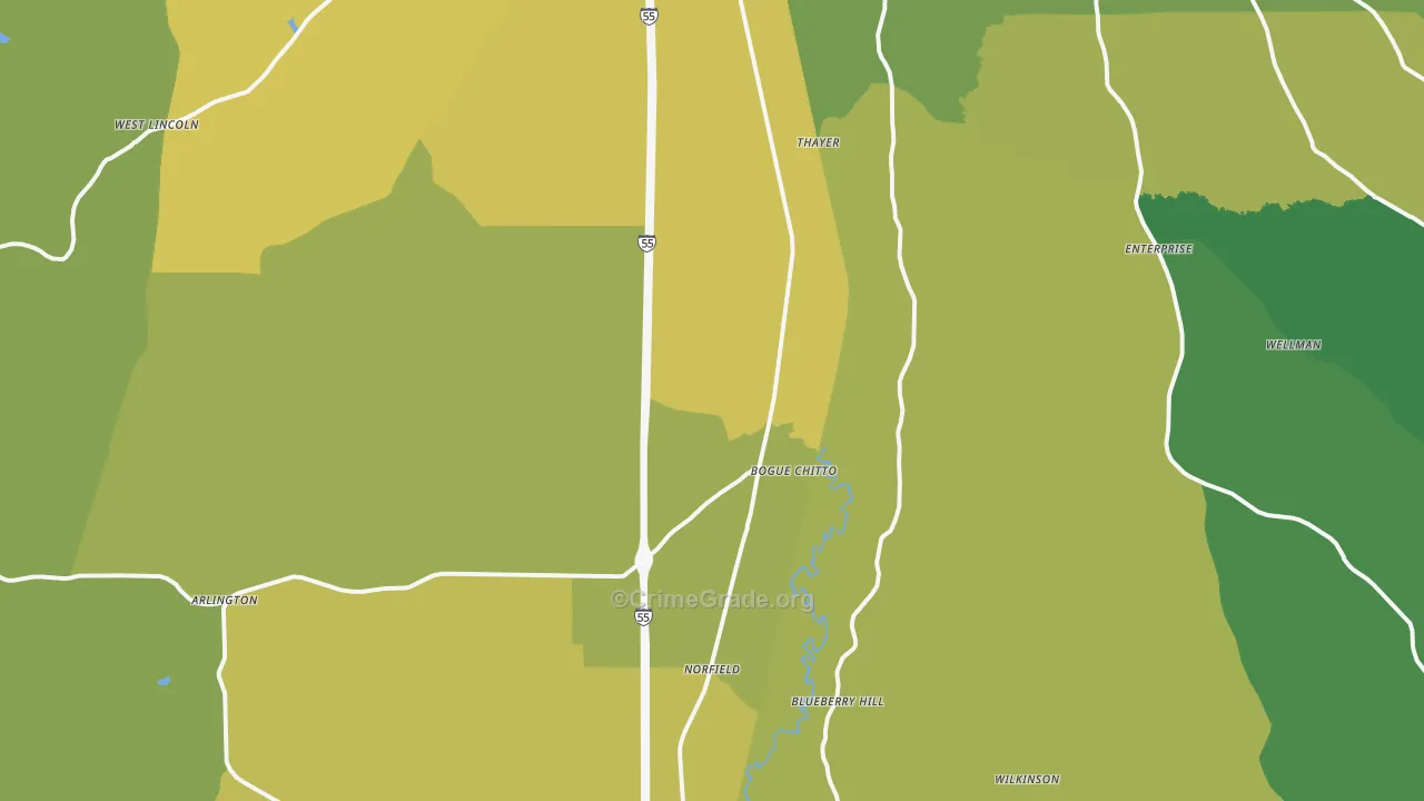 39629, MS Map of Vehicle Theft Rates