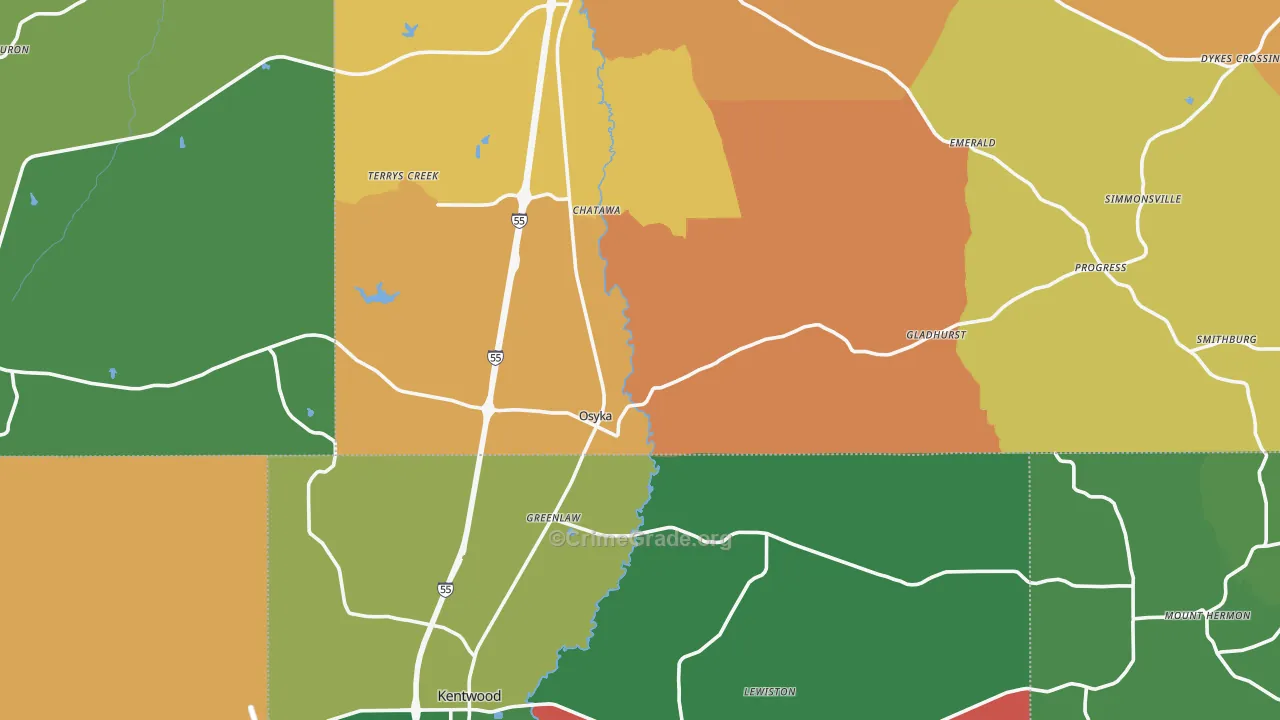 39657, MS Map of Vehicle Theft Rates