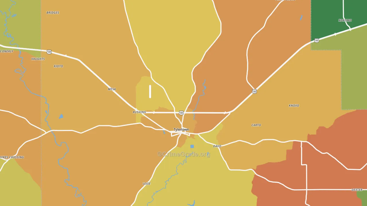 39667, MS Map of Vehicle Theft Rates