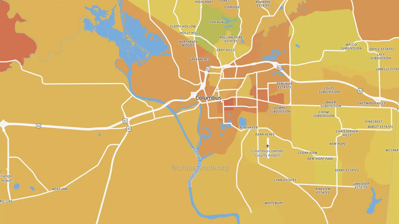 39701, MS Map of Vehicle Theft Rates