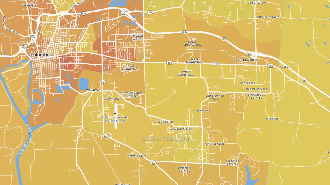 39702, MS Map of Vehicle Theft Rates