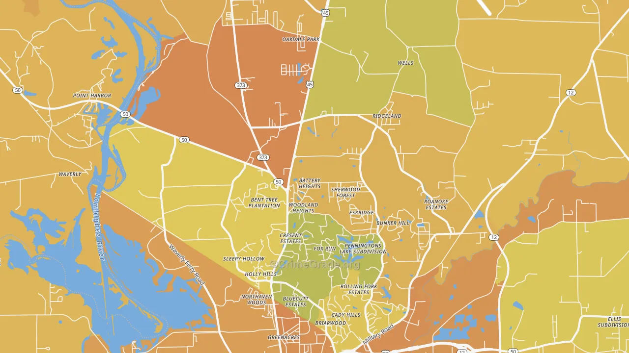 39705, MS Map of Vehicle Theft Rates