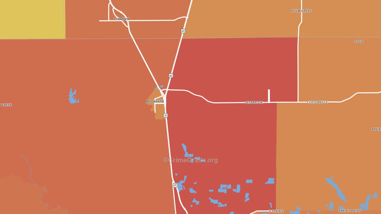 39739, MS Map of Vehicle Theft Rates