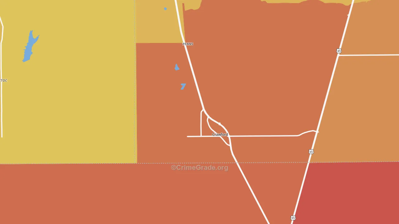 39743, MS Map of Vehicle Theft Rates