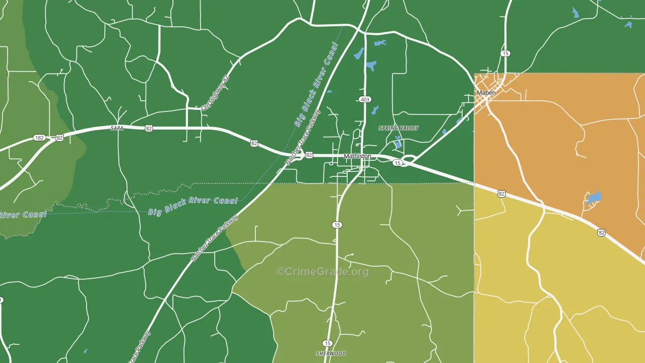 39752, MS Map of Vehicle Theft Rates