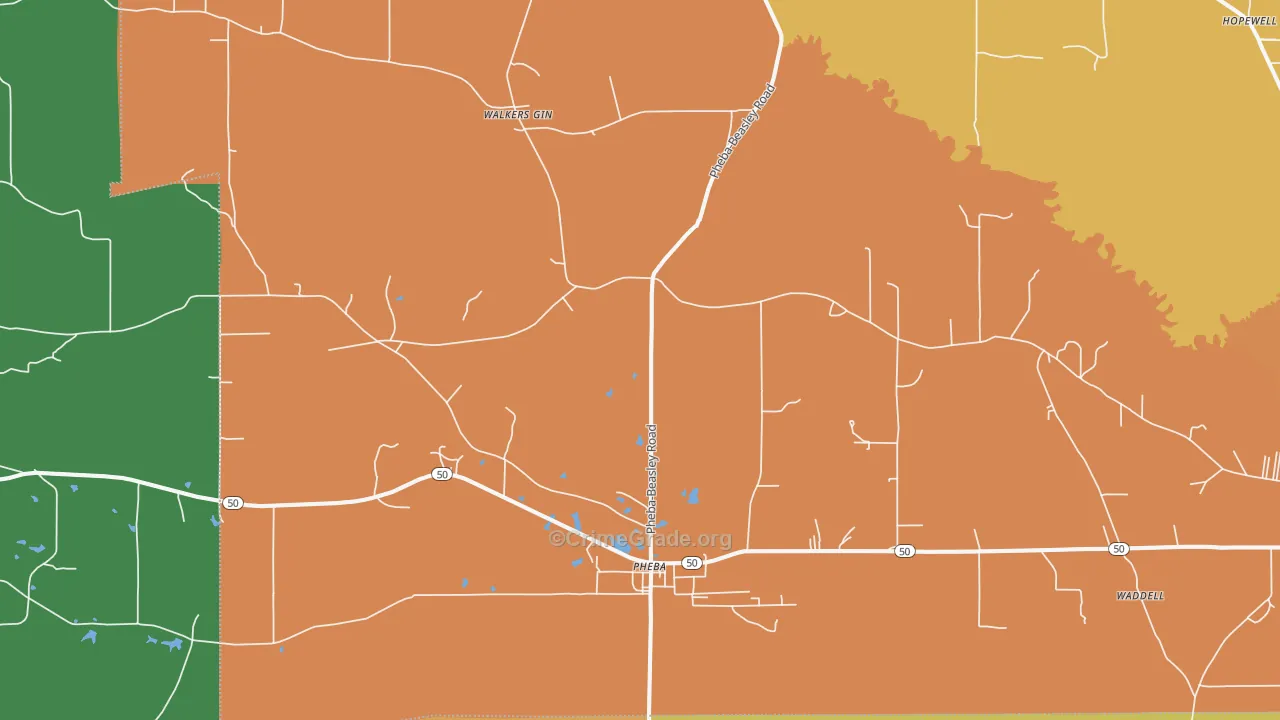 39755, MS Map of Vehicle Theft Rates