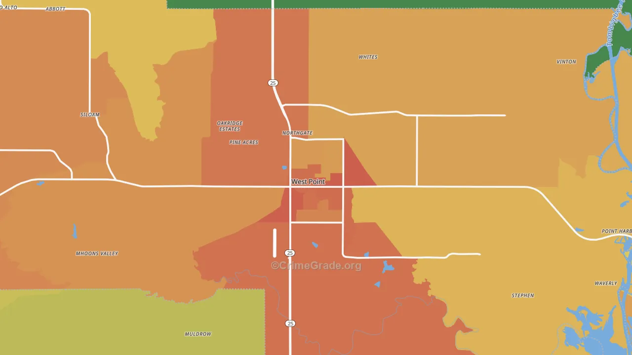 39773, MS Map of Vehicle Theft Rates