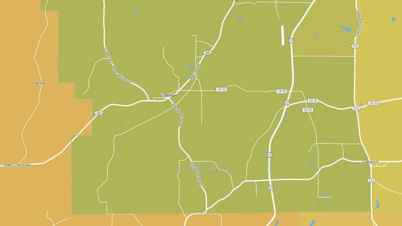 39836, GA Map of Vehicle Theft Rates