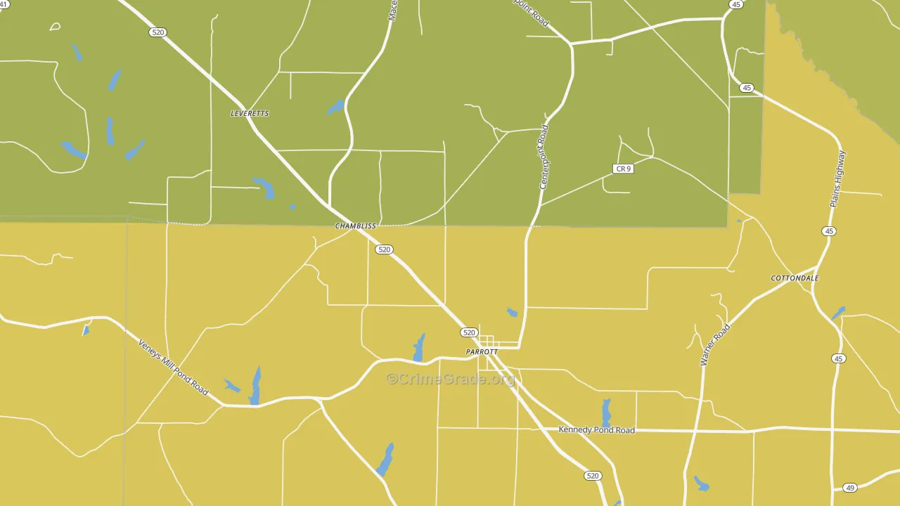 39877, GA Map of Vehicle Theft Rates