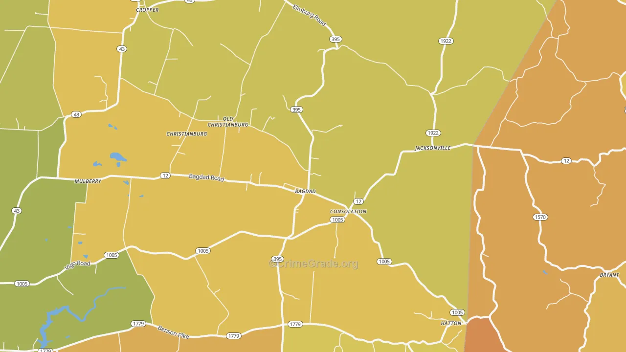 40003, KY Map of Vehicle Theft Rates