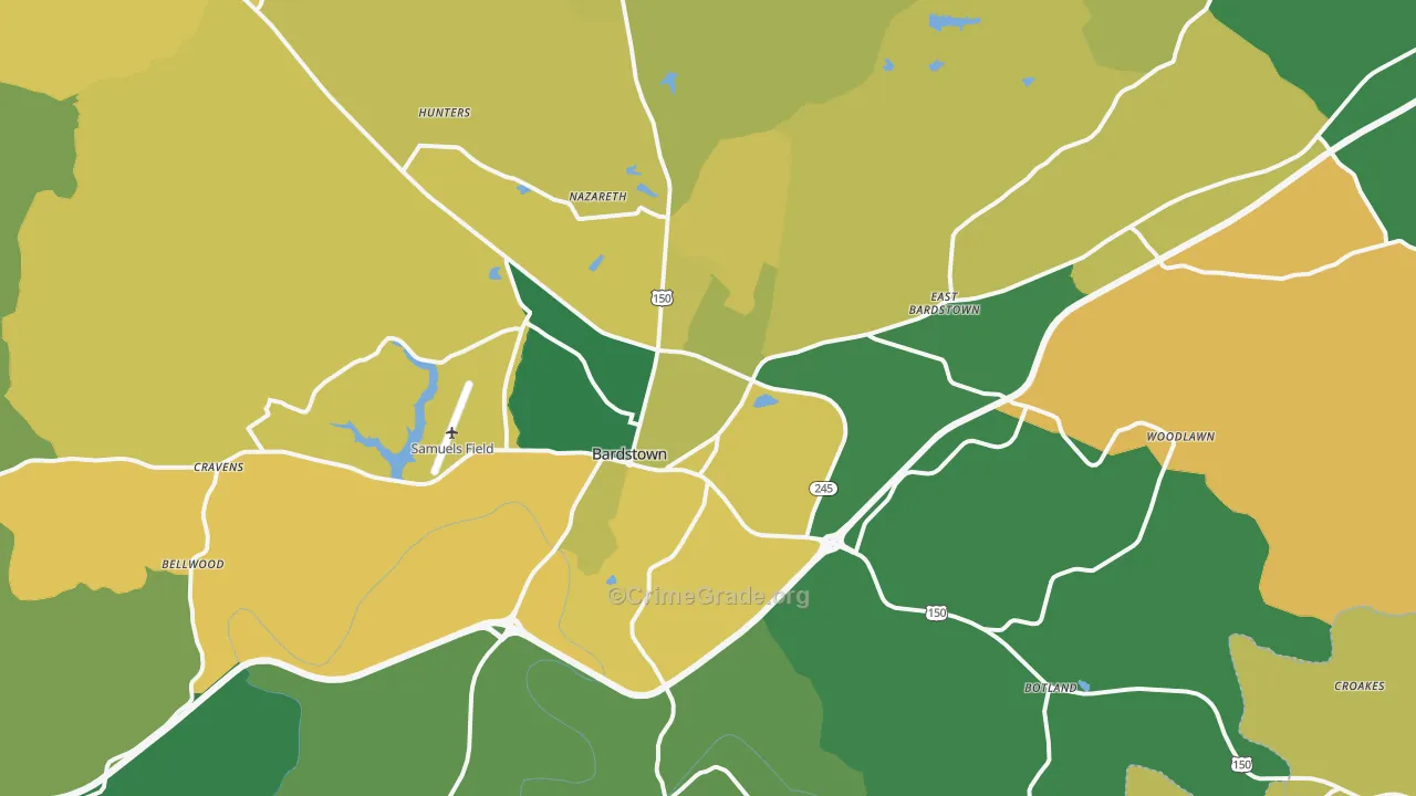 40004, KY Map of Vehicle Theft Rates