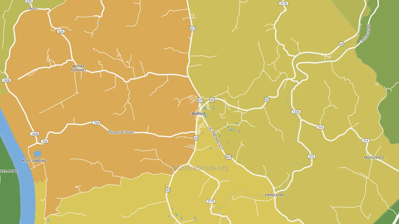 40006, KY Map of Vehicle Theft Rates