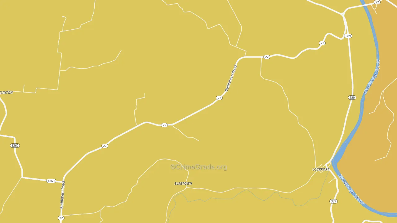 40007, KY Map of Vehicle Theft Rates