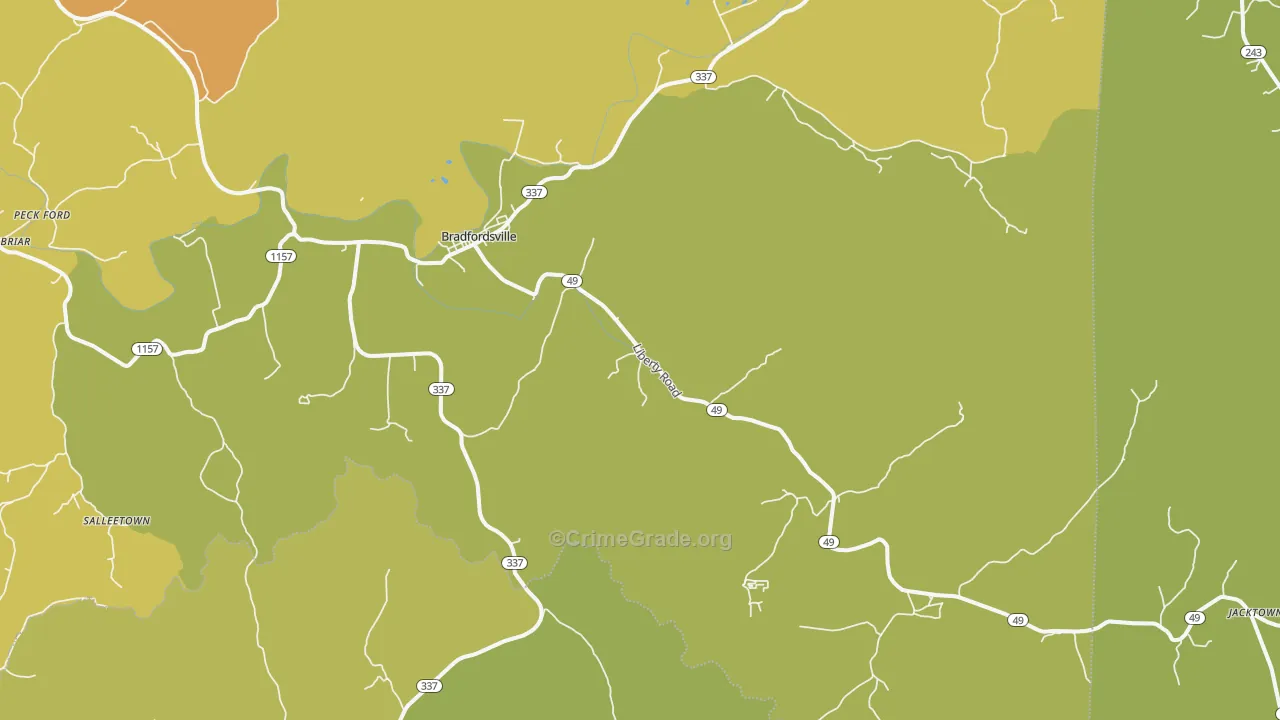 40009, KY Map of Vehicle Theft Rates