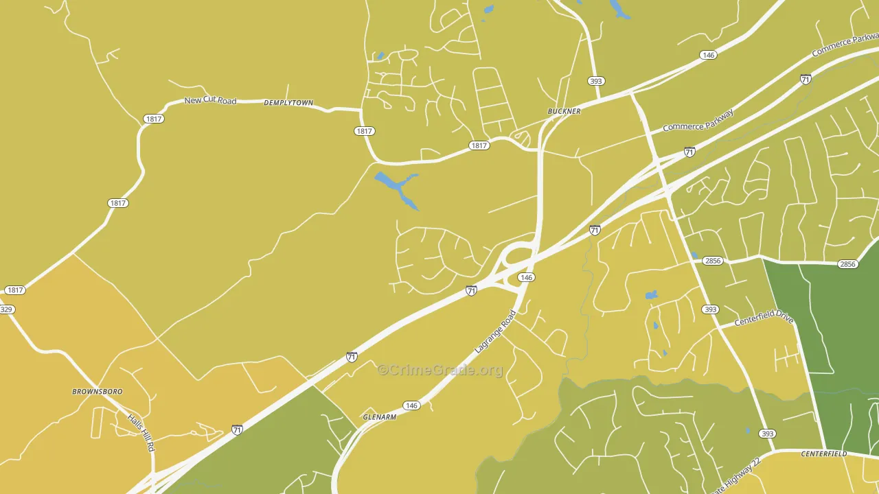 40010, KY Map of Vehicle Theft Rates