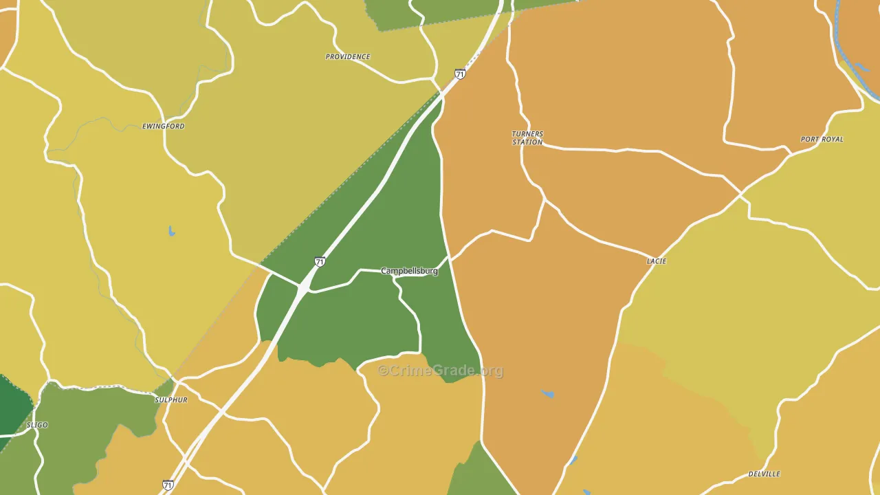 40011, KY Map of Vehicle Theft Rates