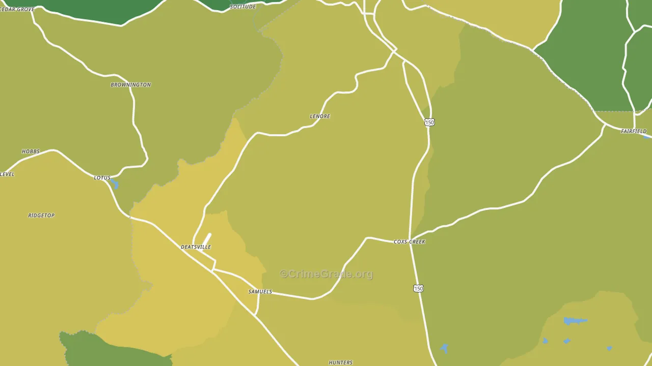 40013, KY Map of Vehicle Theft Rates