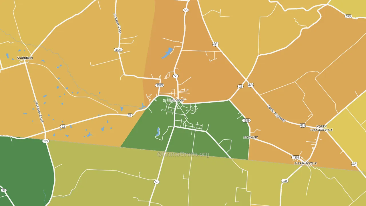 40019, KY Map of Vehicle Theft Rates