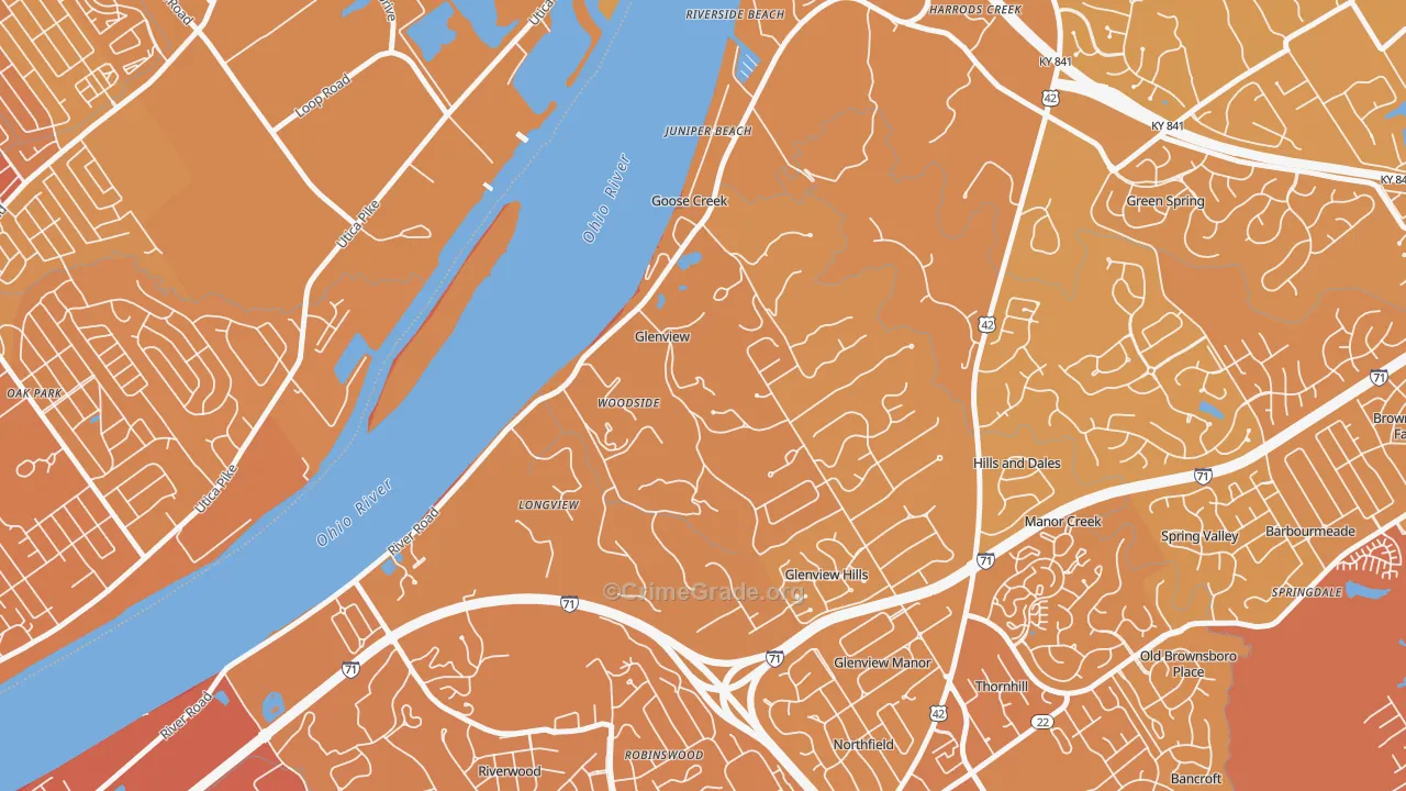 40025, KY Map of Vehicle Theft Rates