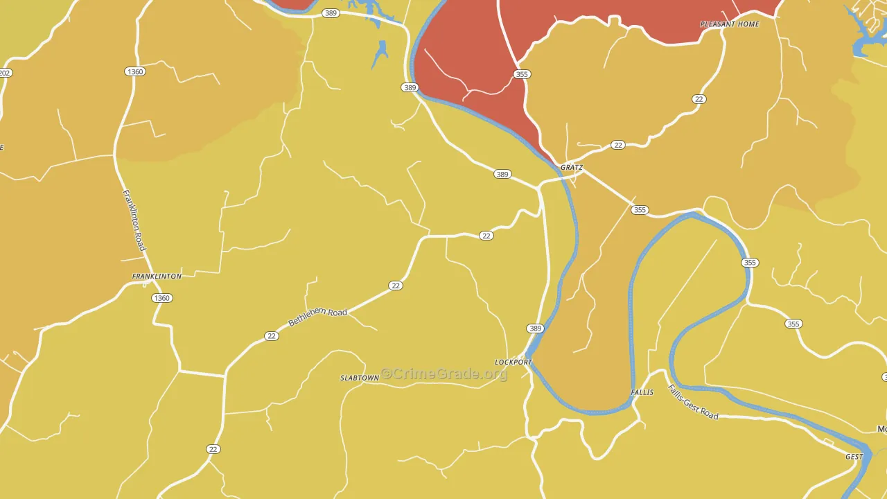 40036, KY Map of Vehicle Theft Rates
